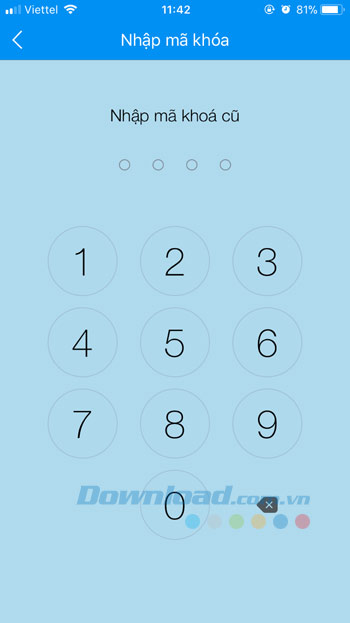 Nhập mã khóa cũ