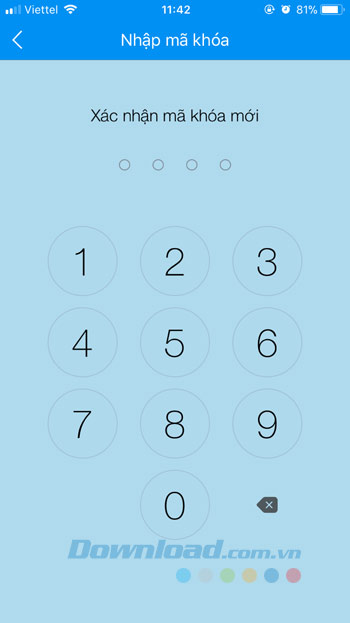 Nhập lại mã khóa mới