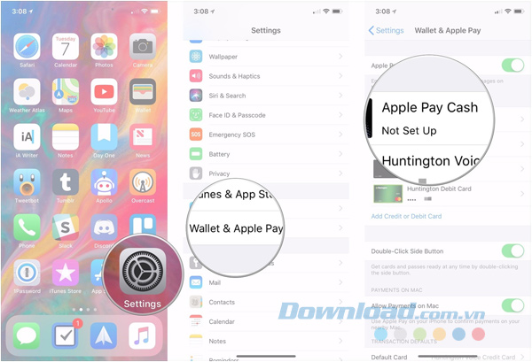 Chạm Wallet & Apple Pay > Apple Pay Cash.