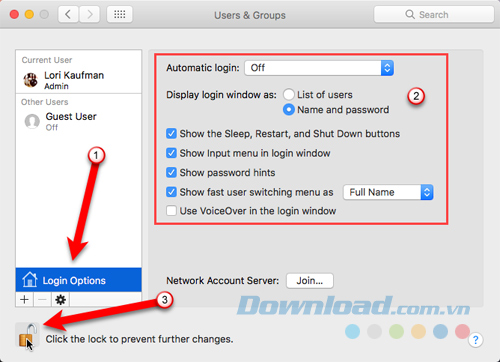 Click vào biểu tượng khóa lần nữa