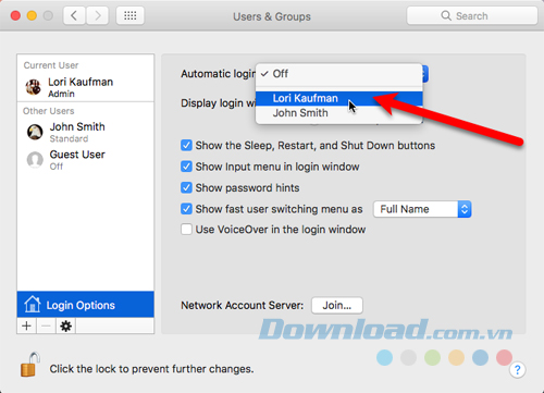 Bật đăng nhập tự động