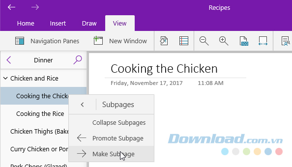 Tạo và ẩn trang phụ
