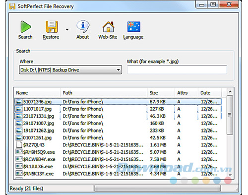 SoftPerfect File Recovery