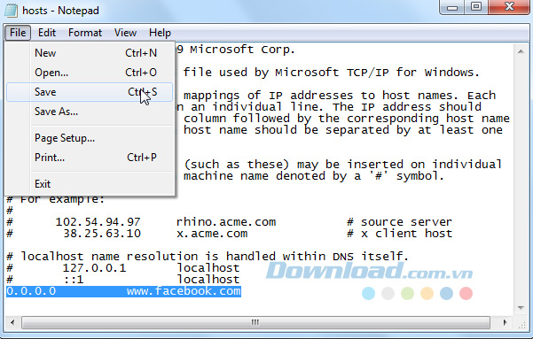 Lưu file Host