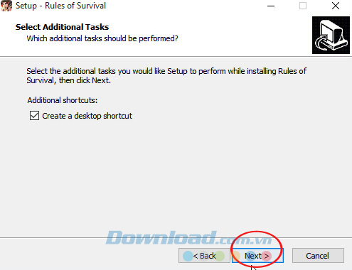 Tạo Shortcut cài đặt Rules Of Survival
