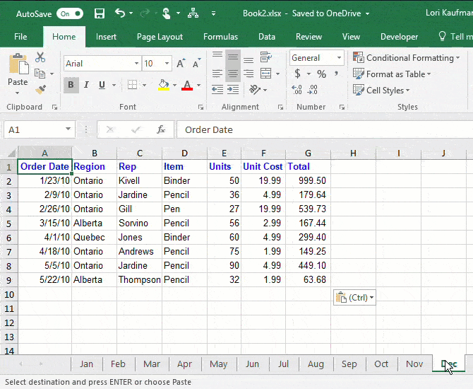 Di chuyển Sheet bằng cách kéo thả trên Excel