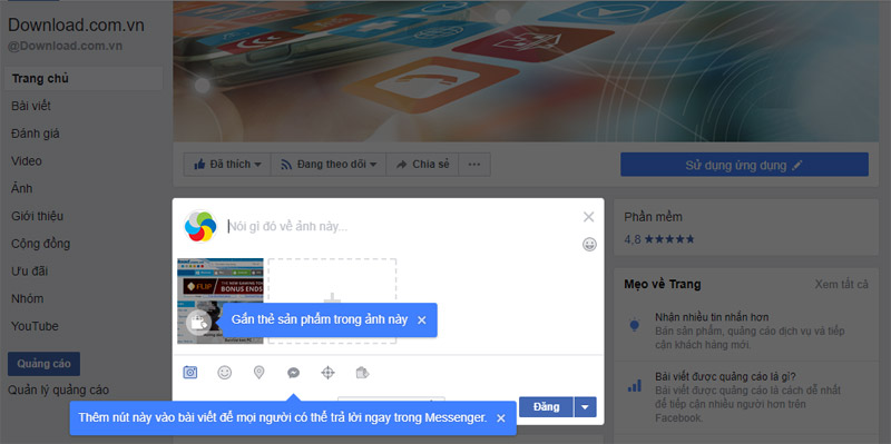 Ảnh chụp màn hình Win 10 có thể share luôn lên Facebook