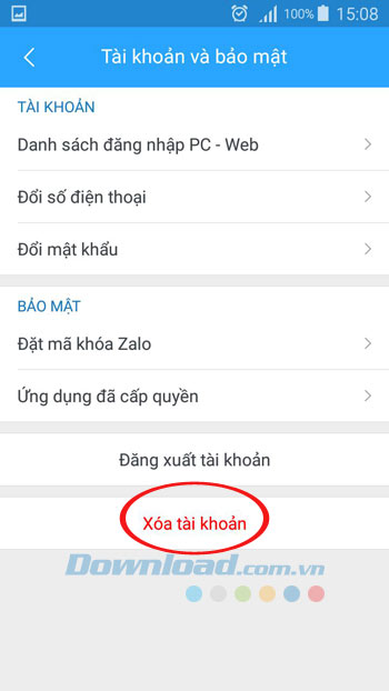 Xóa tài khoản