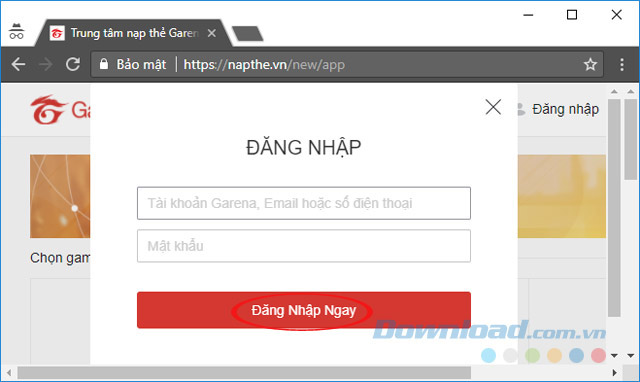 Nhập thông tin đăng nhập