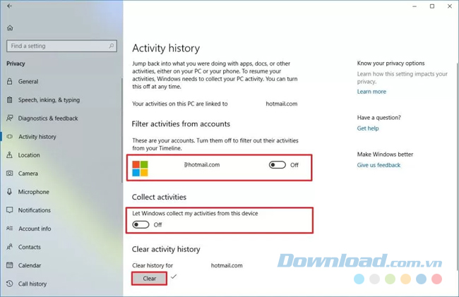Vô hiệu hóa Timeline trên Windows 10