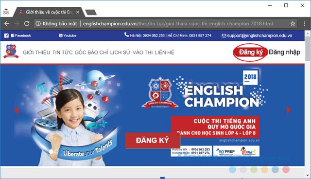 Đăng ký thi English Champion 2018