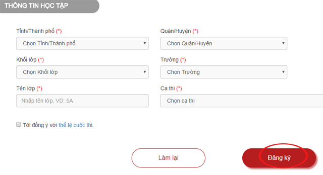 Điền thông tin học tập