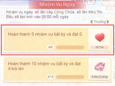 Hoàn thành nhiệm vụ hàng ngày