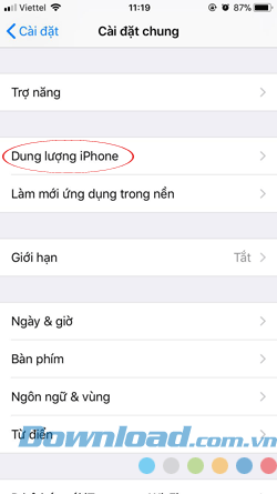Dung lượng iPhone