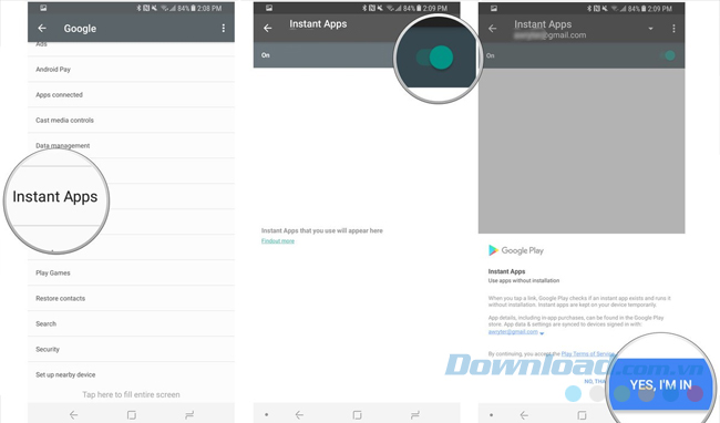 Kích hoạt Instant Apps