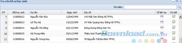Tra cứu hồ sơ học sinh