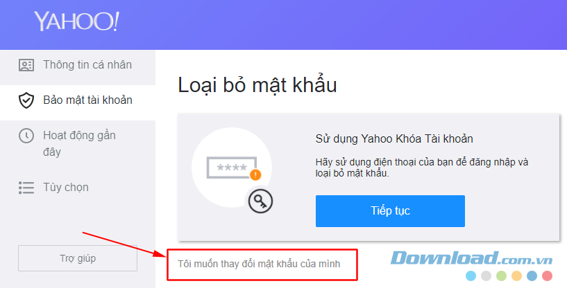 Thay đổi mật khẩu tài khoản Yahoo Mail