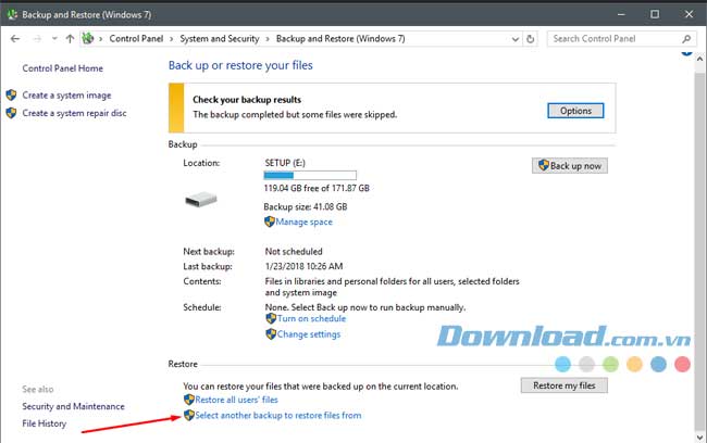 Windows 10 Backup Restore