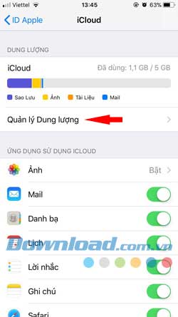Sao lưu iCloud