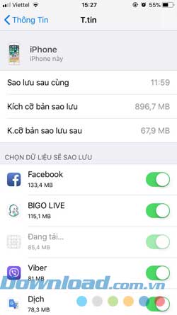 Sao lưu iCloud