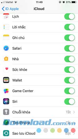 Sao lưu iCloud