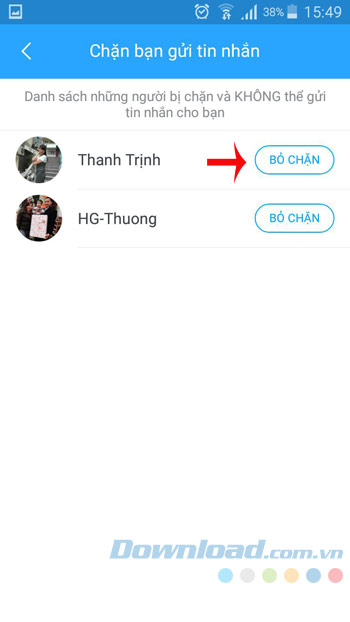 Bỏ chặn tin nhắn