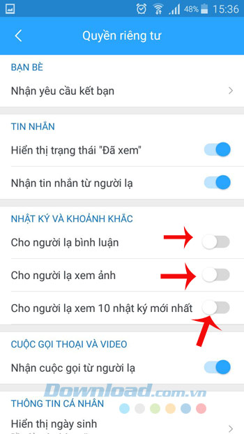 Thiết lập quyền riêng tư