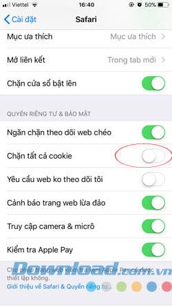 Xóa dữ liệu Safari
