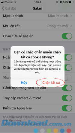 Xóa dữ liệu Safari