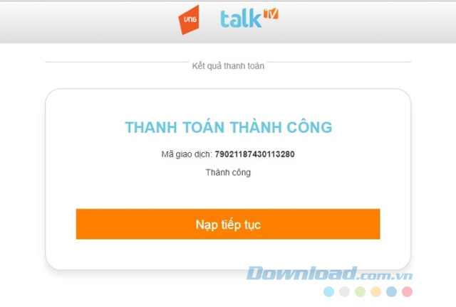 Nạp thành công