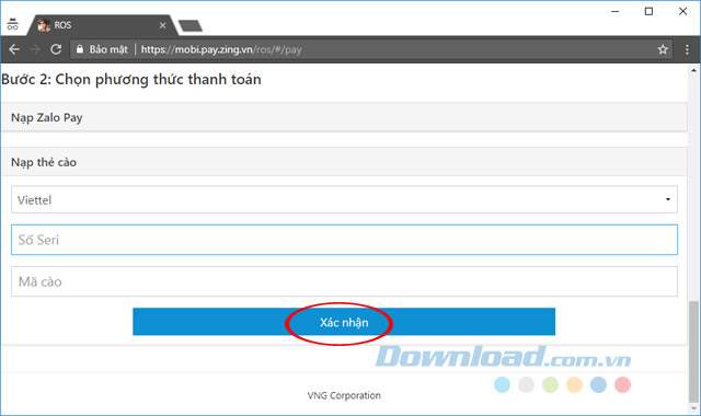 Chọn phương thức thanh toán
