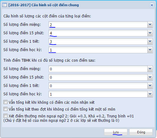 Cấu hình số cột