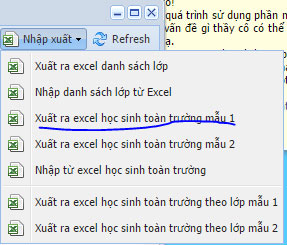 Xuất ra excel học sinh toàn trường