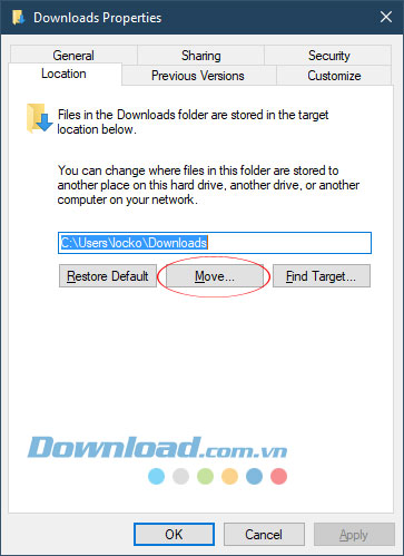 Chuyển thư mục mặc định