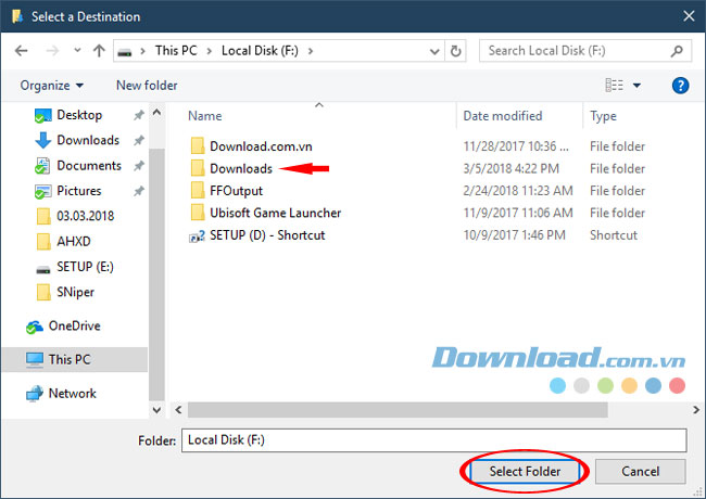 Chuyển thư mục mặc định