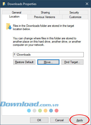 Chuyển thư mục mặc định