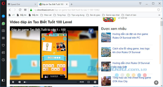 Xem video trên Opera