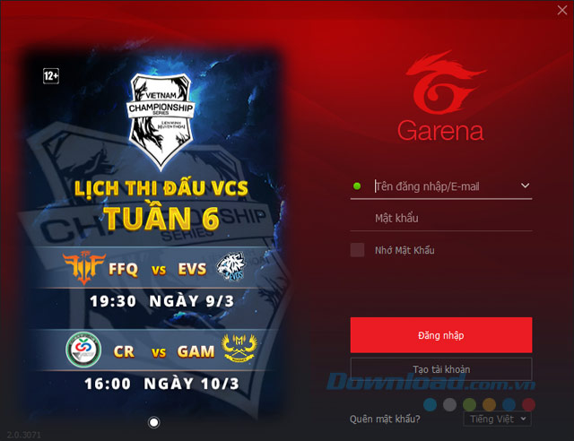 Đăng nhập Garena