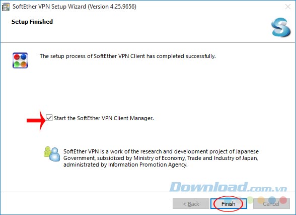 Kết thúc cài đặt Softether VPN Client