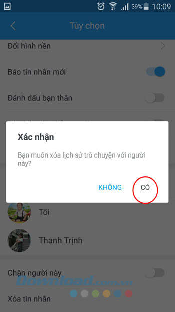 Xác nhận xóa tin nhắn