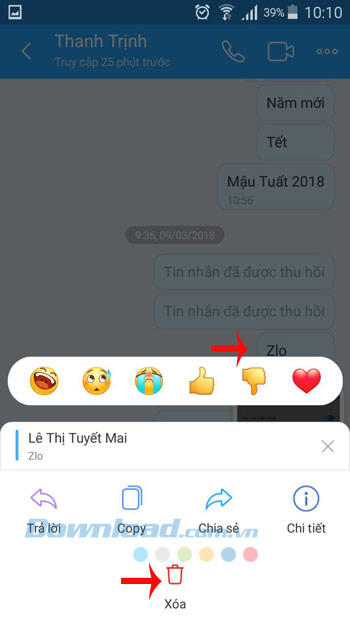 Xóa tin nhắn Zalo
