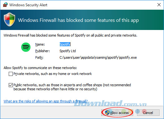 Cấp quyền cho Spotify