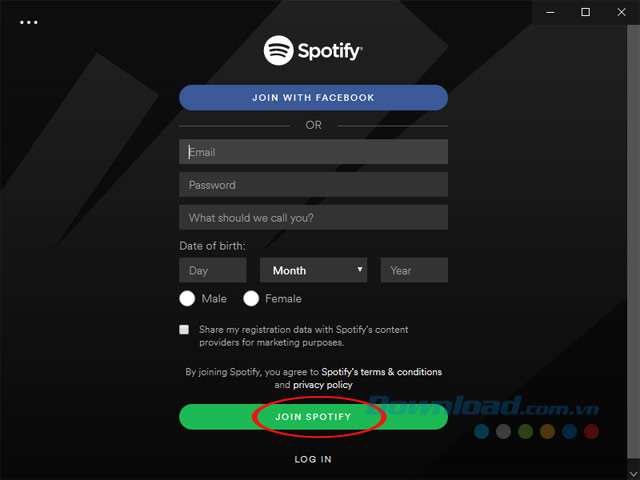 Đăng ký tài khoản Spotify