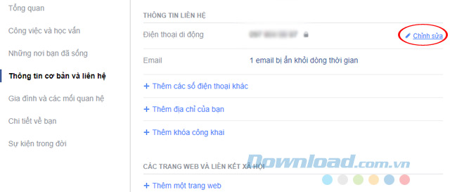 Chỉnh sửa thông tin