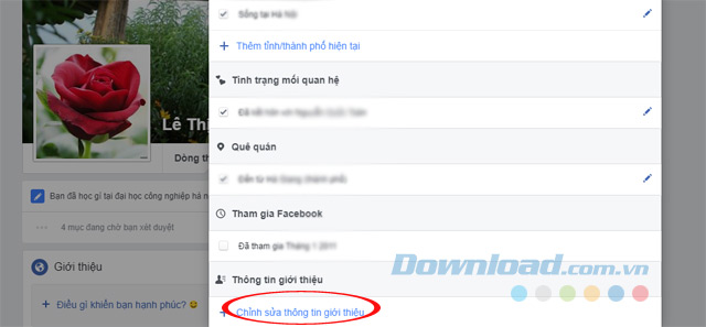 Chỉnh sửa thông tin giới thiệu