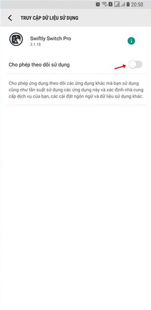 Cho phép theo dõi sử dụng