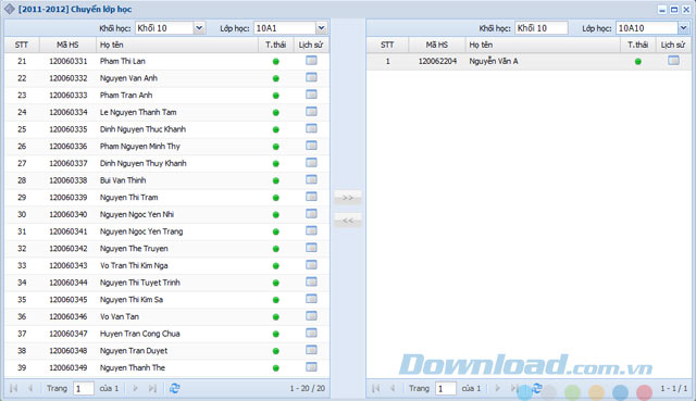 Chuyển lớp học