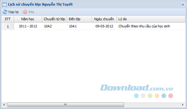 Lịch sử chuyển lớp