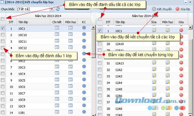 Kết chuyển lớp học