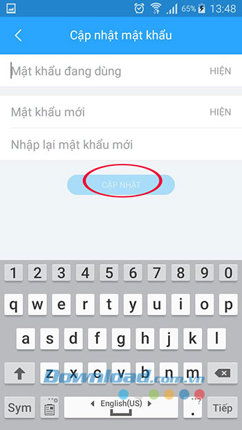 Cập nhật mật khẩu